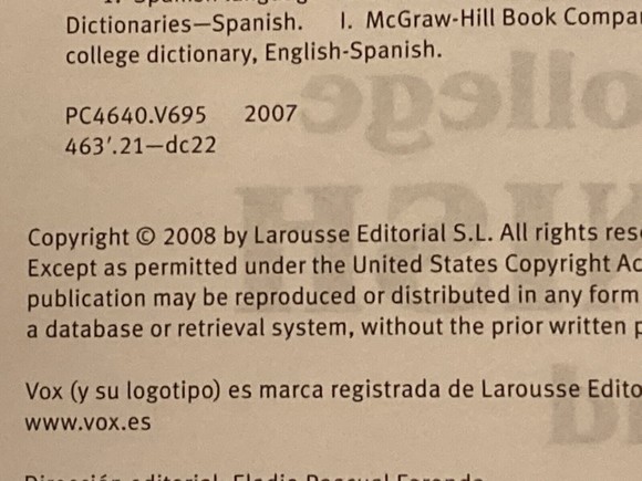 Vox New College Spanish and English Dictionary Second Edition - Picture 10 of 10